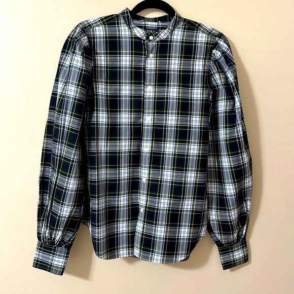 NWT Polo Ralph Lauren Womens Plaid Puff Sleeve Button Down Shirt Sz 6 Preppy - Picture 3 of 13
